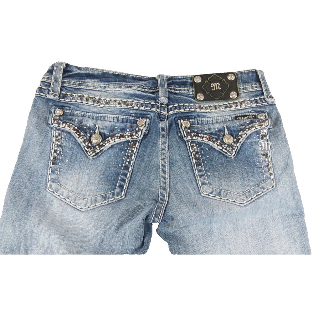 VTG Miss Me Flare Jeans Womens 30x31 Buckle Exclusive Embellished Rhinestone Y2K